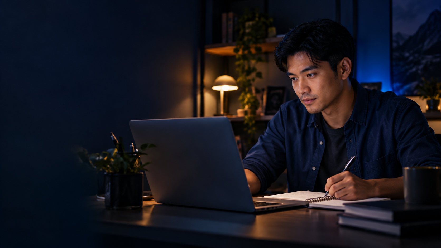 Imej contoh pelajar menggunakan aplikasi pembelajaran trading
